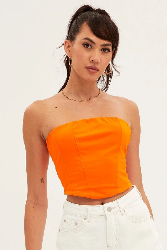 Orange Corset Bandeau Crop Top