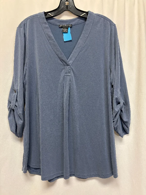 Top 3/4 Sleeve By Adrianna Papell In Blue, Size: Xl