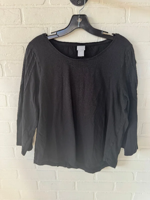 Top 3/4 Sleeve By Chicos In Black, Size: L