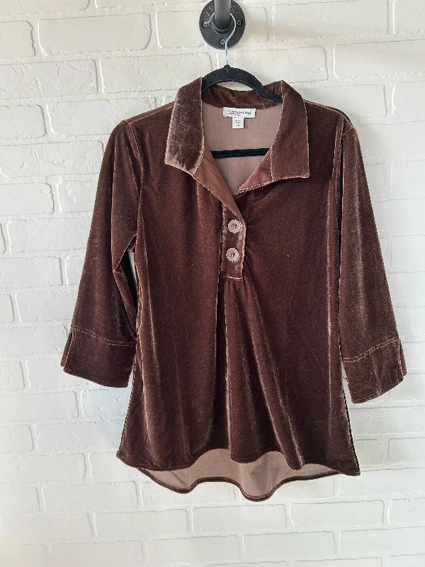 Top 3/4 Sleeve By Coldwater Creek In Brown, Size: Sp