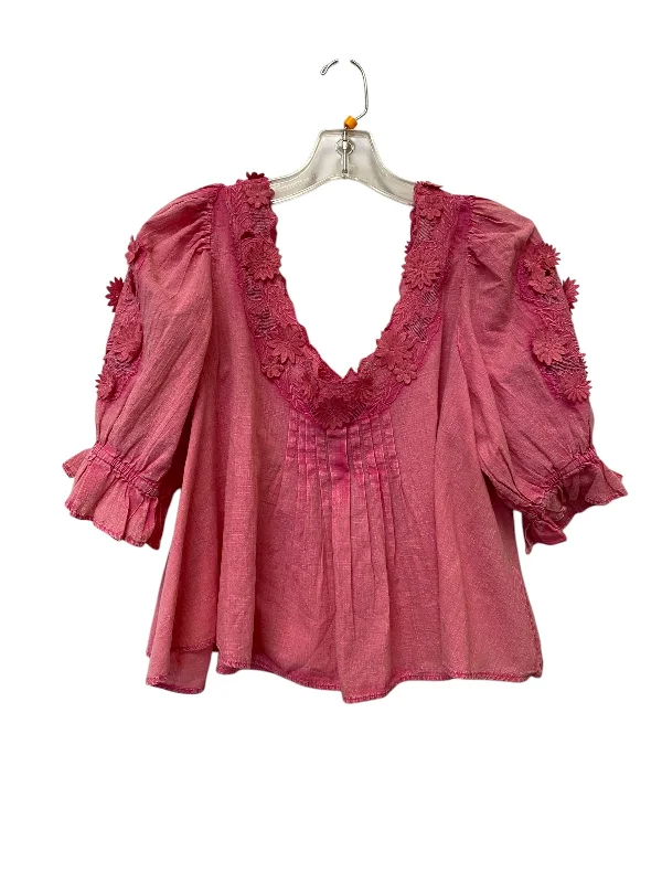 Top 3/4 Sleeve By Free People In Pink, Size: S