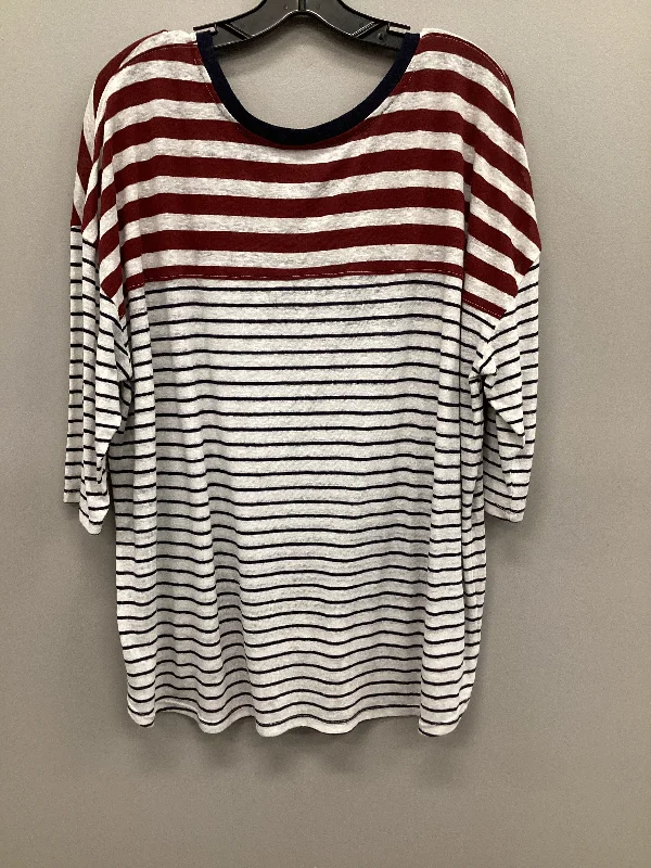 Top 3/4 Sleeve By Lane Bryant In Blue & Red & White, Size: Xxl