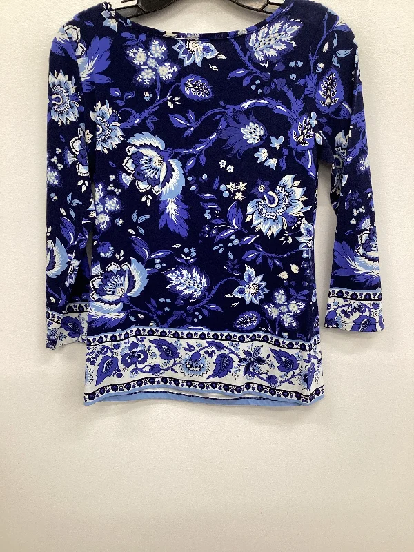 Top 3/4 Sleeve By Talbots In Blue, Size: Xs