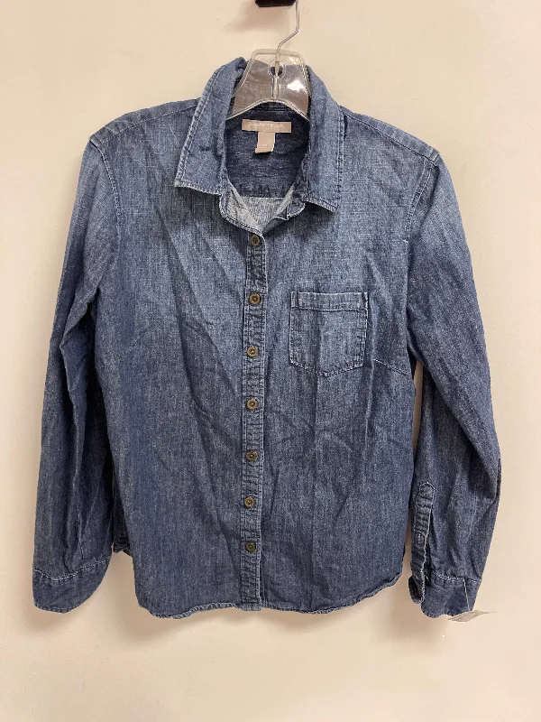 Top Long Sleeve By Banana Republic In Blue Denim, Size: M