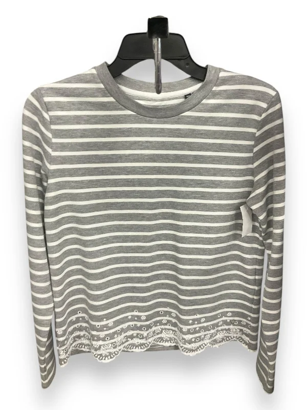 Top Long Sleeve By Clothes Mentor In Grey & White, Size: S