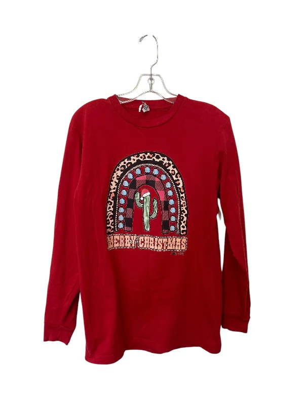 Top Long Sleeve By Clothes Mentor In Red, Size: M