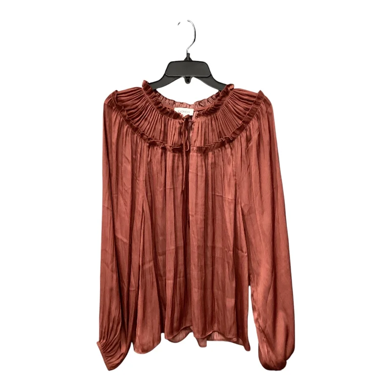 Top Long Sleeve By Evereve In Copper, Size: L