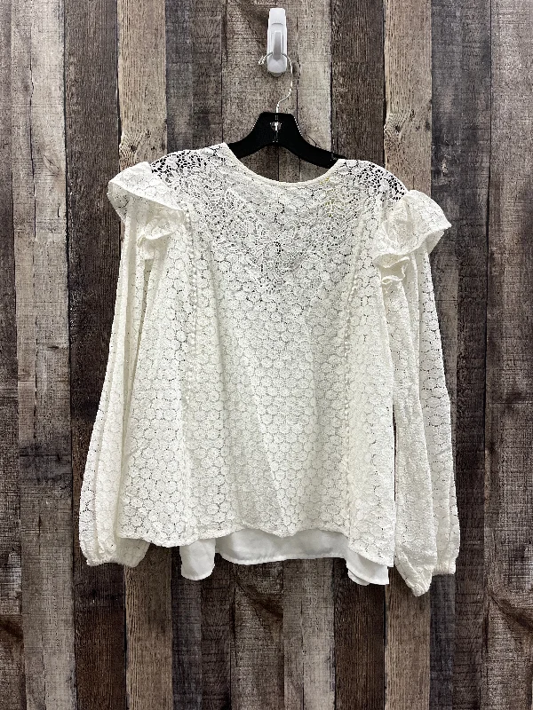 Top Long Sleeve By Express In White, Size: M