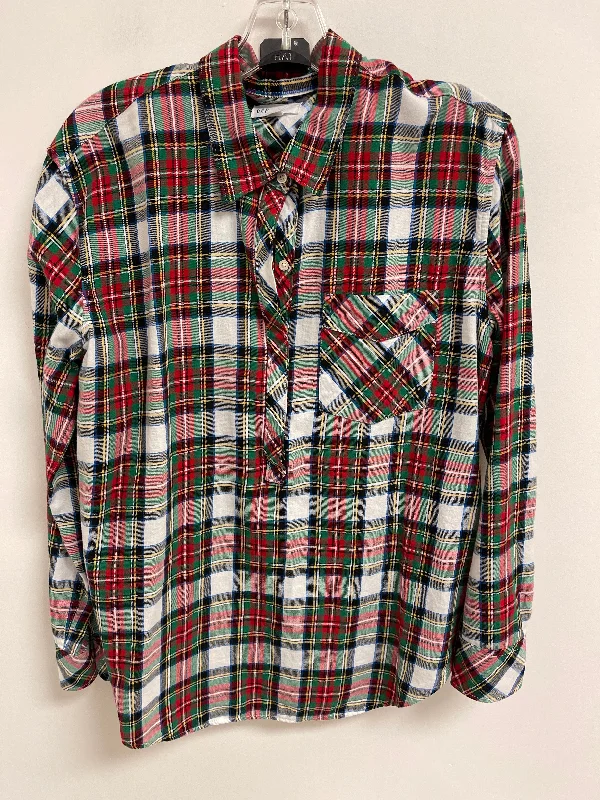 Top Long Sleeve By Gap In Plaid Pattern, Size: L