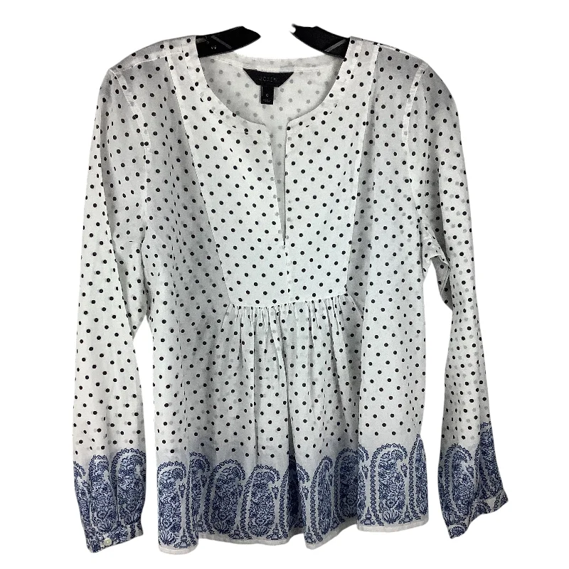 Top Long Sleeve By J. Crew In Polkadot Pattern, Size: L