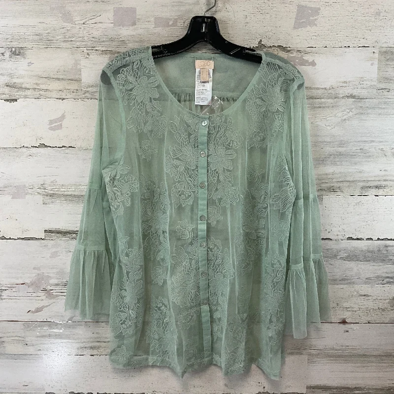 Top Long Sleeve By Logo In Green, Size: M