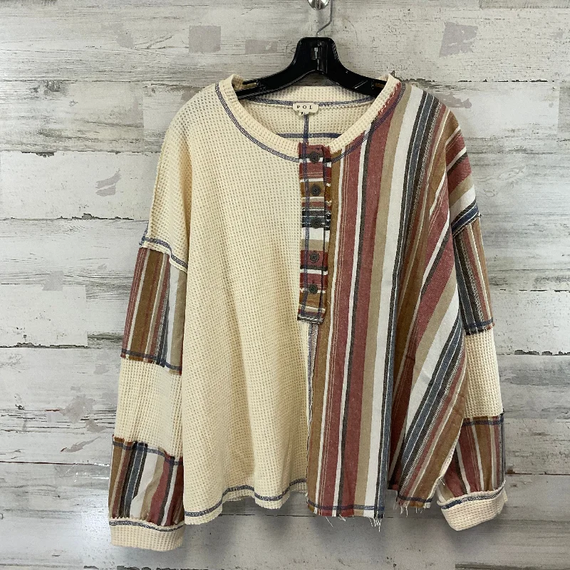 Top Long Sleeve By Pol In Cream, Size: M