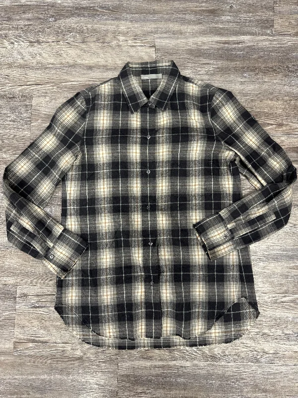 Top Long Sleeve By Vince In Plaid Pattern, Size: S