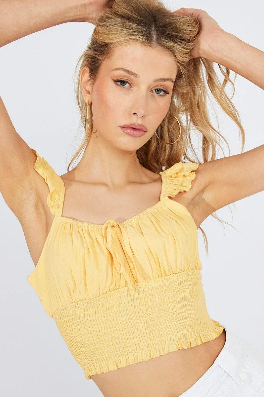 Yellow Crop Top Sleeveless