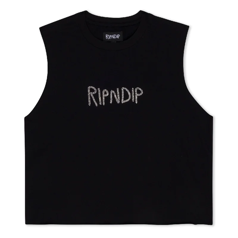 OG RIPNDIP Cropped Rhinestone Tank (Black)