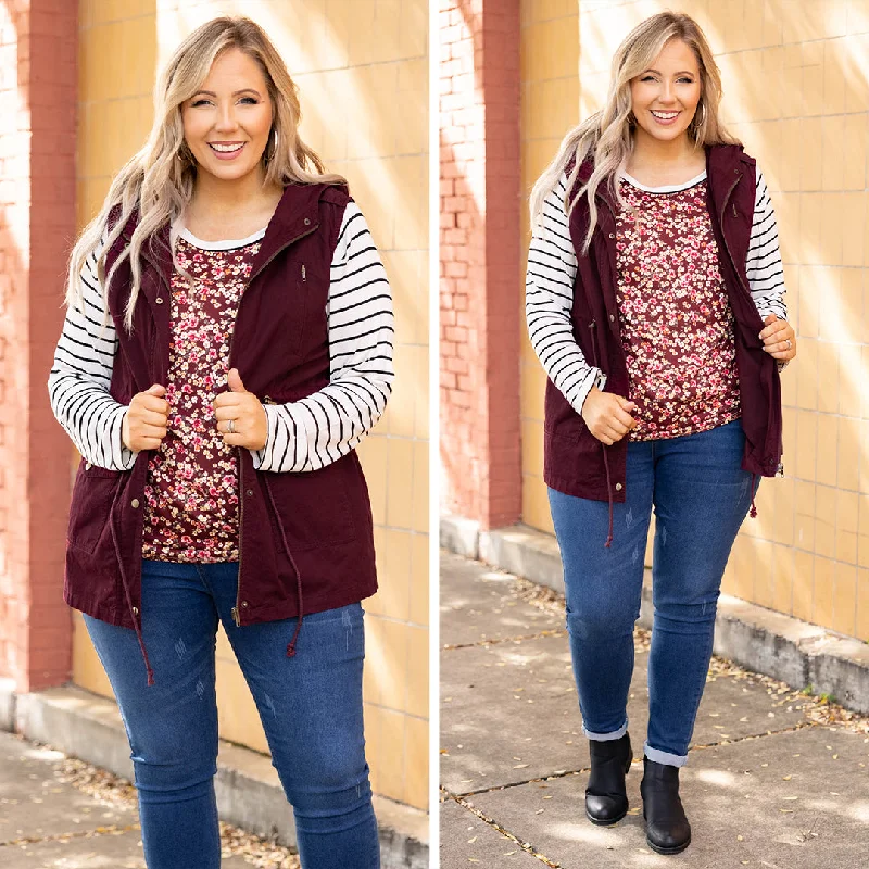 So Carefree Vest, Dark Burgundy