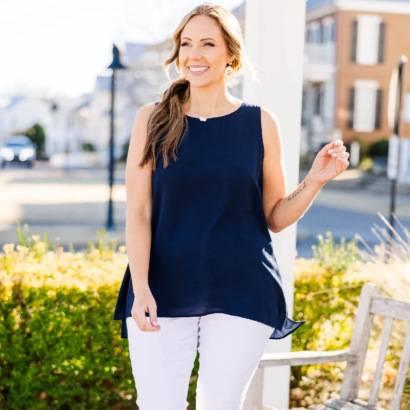 Summertime Love Tank, Navy Blue