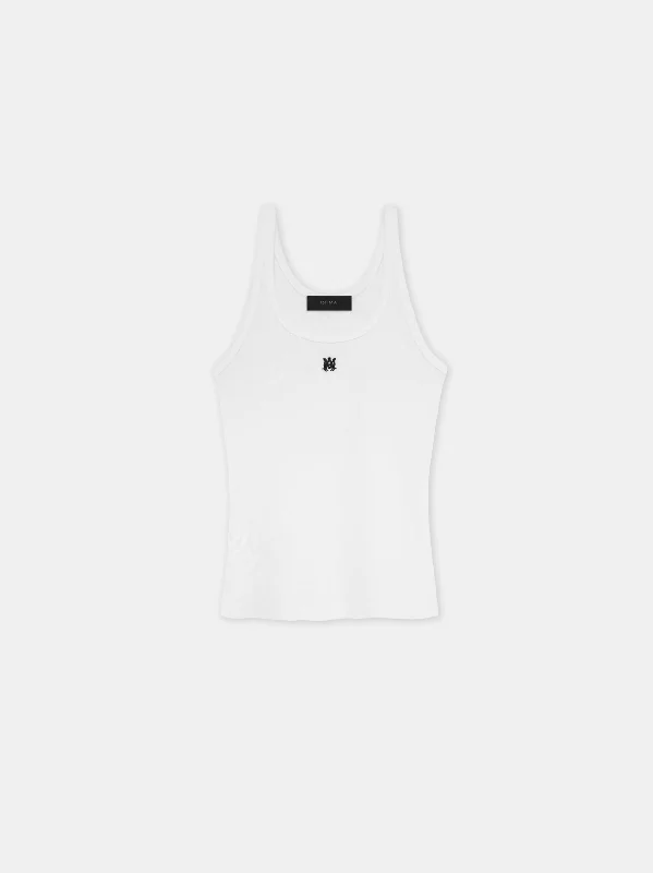 WOMEN - WOMEN'S MA EMBROIDERED RIBBED TANK - White